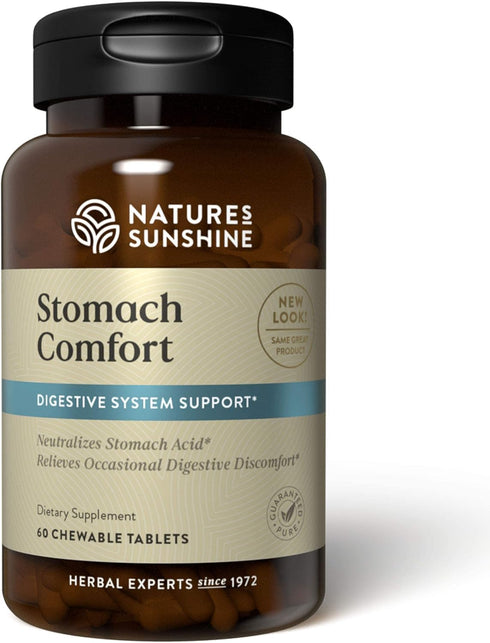 Nature's Sunshine Stomach Comfort, 60 Chewable Tablets | Supports Digestion and Neutralizes Acid