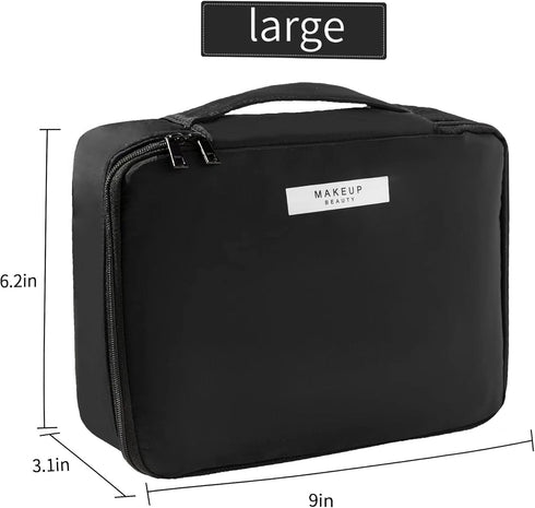 Queboom Travel Makeup Bag, Cosmetic Bag Toiletry Bag for Women and Men (Black)