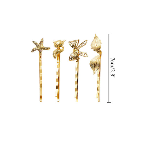 inSowni 30 Pack Gold Metal Alligator Hair Clips, Decorative Accessories for Women and Girls, Leaf Flower Butterfly