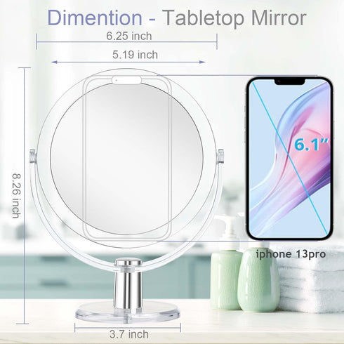 Vanity Mirror Makeup Mirror with Stand, 1X/15X Magnification Double Sided 360 Degree Swivel Mirror