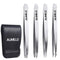 Tweezers Set 4-Piece Professional Stainless Steel - Gift with Travel Case by Aumelo, Best Precision Eyebrow Tweezer