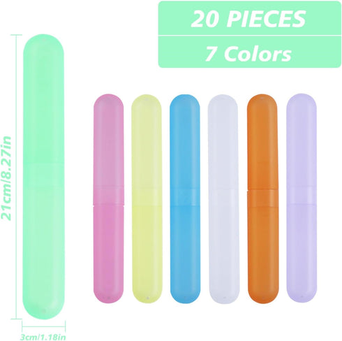 20PCS Portable Toothbrush Case Set - Breathable Holder, Dust-proof Storage, Mixed Color for Daily and Travel Use