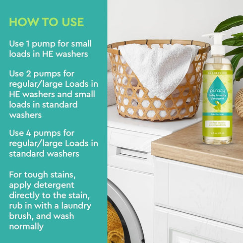 Puracy Liquid Baby Laundry Detergent - 16oz, Natural, Scent-Free, Gentle with Stain Fighting Enzymes