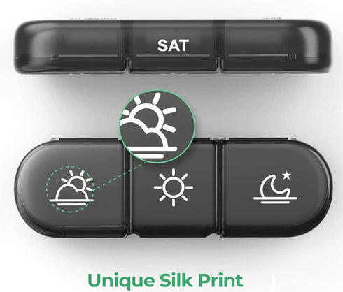 SIUSYACI 3 7 Weekly Stackable Pill Organizer, Times A Day Pill Organizer Box Morning, Noon and Evening, Stackable