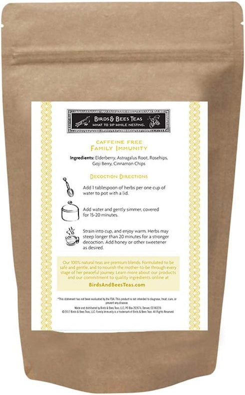 Immunity Immunity 40 9.0 oz Birds & Bees Teas - Elderberry Tea - Family Tea is a blend of Herbs! Makes A Delicious