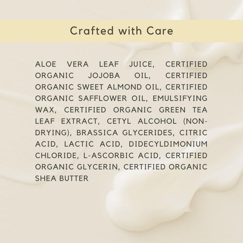 Natural Face Moisturizer for Dry Sensitive Skin - Organic Aloe & Green Tea Cream