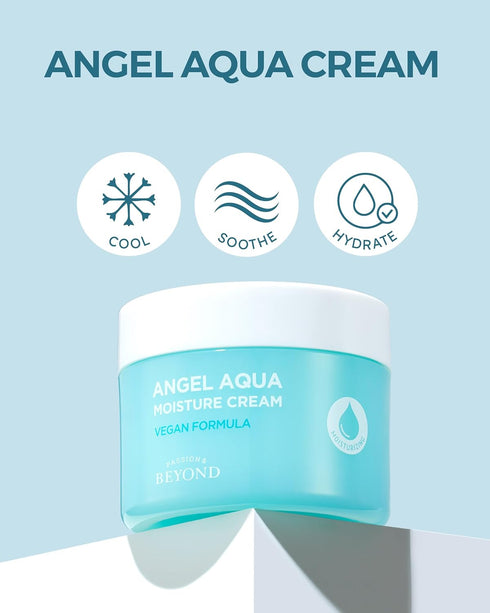 ECO BEYOND Angel Aqua Cream (5.1fl oz) - Instant Cooling, Hydrating, Soothing Lightweight Face Gel Moisturizer, Sleeping Mask. Korean Skin Care, Vegan. Cica, Hyaluronic Acid, Panthenol.