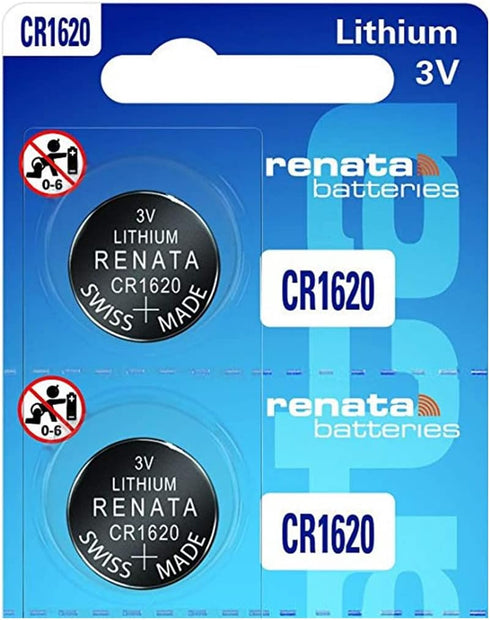 Renata CR1620 Batteries, 3V Lithium Coin Cell 1620 Battery (2 Count)