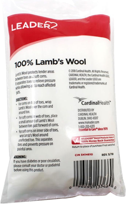 Leader 100% Lambs Wool Padding, Provides Cushioning Comfort and Pain Relief Between Toes (3/8 oz)