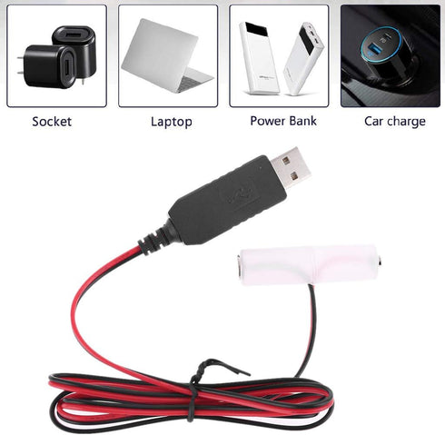 KHIOPNT 2M LR6 1-4pcs 1.5V (1.5V) AA Battery Eliminator USB Power Supply Cable Replace AA Battery