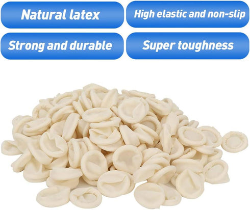QANYEGN 300pcs Latex Finger Cots, Finger Hats Powder, Finger Condom with Non-Slip i-Static Contact Prevention, Milk