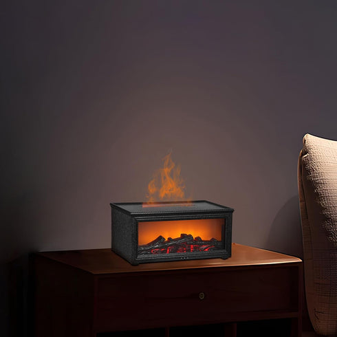 MALUGOGO Flame Essential Oil Diffuser with Simulated Flame Effect, Mini Desk Humidifier for Office and Home, Cool Mist