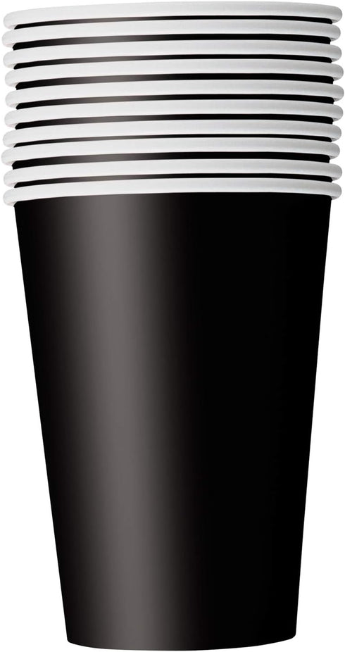 Premium Black Paper Cups, 9 oz (Pack of 14), Eco-Friendly Party Drinkware