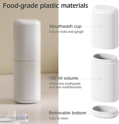 Portable Travel Toothbrush Case with Gargle Cup - Hard Shell Toothbrush Holder & Toothpaste Container, Detachable