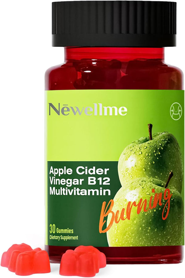 Montue NEWELLME Apple Cider Vinegar Gummies B12 Multivitamin,ACV Supplement Gummy Vitamins,Non GMO,