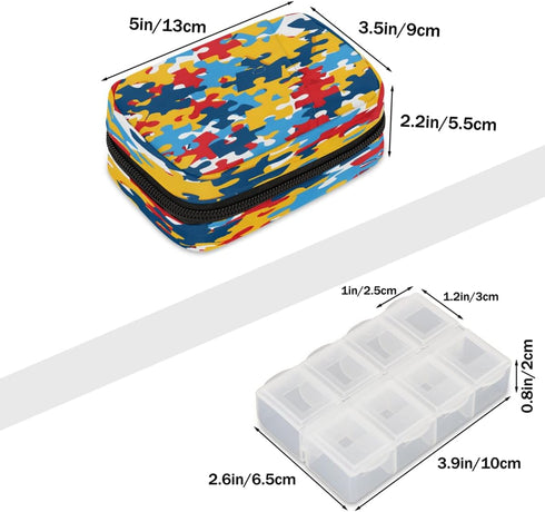 Skerhhux 7 Colorful Pattern Art Pill Case Travel Pill Organizer Weekly Day Portable with Zipper Medicine Box Pill Case