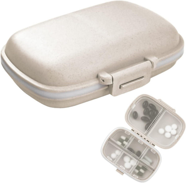 1Pack Travel Pill Organizer, 8 Compartments Portable Pill Case, Small Pill Box for Pocket or Purse