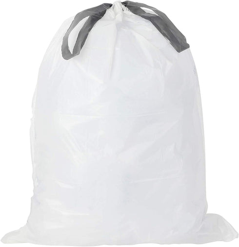 Plasticplace 5 Gallon White Trash Bag Liners, 0.9 Mil Thick, Sturdy Drawstring Placement, 19" X 25" (100 Count)