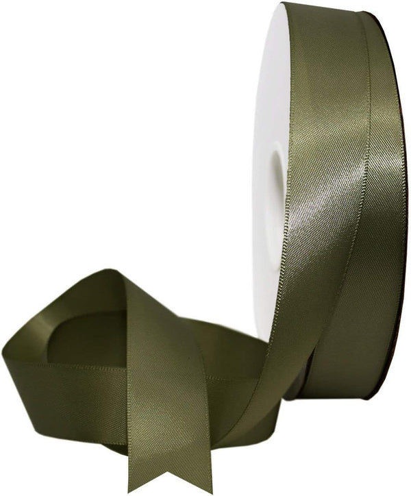 Morex Ribbon Double Face Satin Ribbon 7/8" X 50 YD, Deep Sage for Gift Wrapping and Wedding Gifts