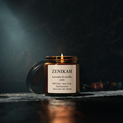 ZENIKAH 8 oz Luxury Scented Candle Hand-Poured Soy Wax | Aromatherapy Candle for Relaxation, Stress Relief & Home Dcor