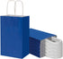 Toovip 50 Pack 5.25x3.25x8.25 Inch Small Royal Blue Kraft Paper Bags with Handles Bulk for Gift Wrap Bags Party