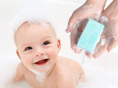 Special Supplies Baby Bath Sponges (6 Pack) - Soft Foam Sensory Scrubber with Cradle Cap Brush for Infant, Toddler Skin