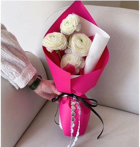 DODXIAOBEUL 20 Sheets Dark Pink Waterproof Flower Wrapping Paper, 22 x 22inch, Florist Bouquet Gift Packaging