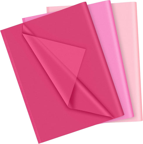 PLULON 90 Sheets Pink Tissue Paper Bulk, Colored Gift Wrap for Birthday, Wedding, Baby Shower