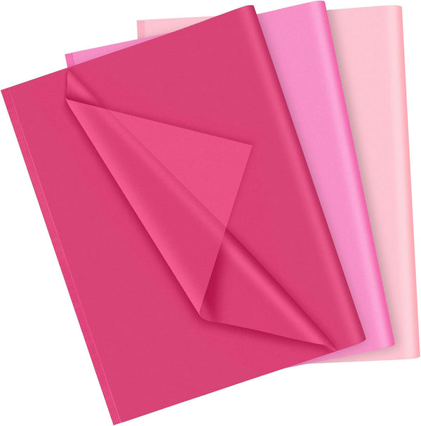 PLULON 90 Sheets Pink Tissue Paper Bulk, Colored Gift Wrap for Birthday, Wedding, Baby Shower