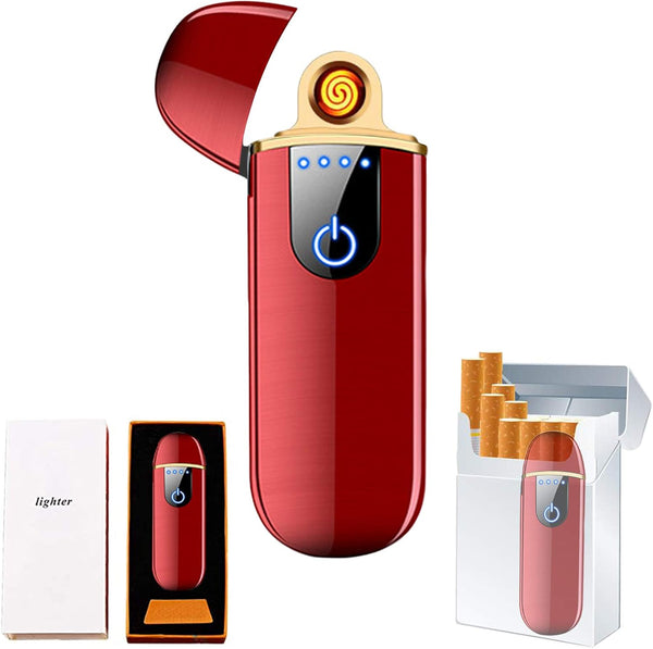 Electric Lighter, Smart Mini USB Rechargeable Lighter, Touch Ignition Windproof Flameless Lighter for Gifts (Red)