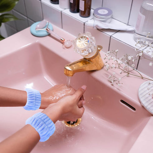 TLUXX 4-Piece Spa Headband & Wristband Set, Reusable Makeup & Skincare Accessories for Face Washing, Ideal for Women