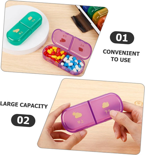 HOMSFOU Weekly Pill Organizer Case with Multi-Color Compartments, Portable Medicine Storage Box with Sealing Lid