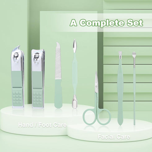 Manicure Set for Fathers Gifts, Stainless Steel Nail Care Set, 7 in 1 Grooming Tool Kit for Men