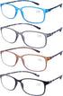 AQWANO 4-Pack Reading Glasses for Men and Women 2.0, Blue Light Blocking, Lightweight TR90 Flexible Frame Readers