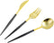 N9R 90PCS Gold Plastic Silverware Set with Black Handle, Heavy Duty Fancy Plastic Cutlery for Birthday and Everyday Use