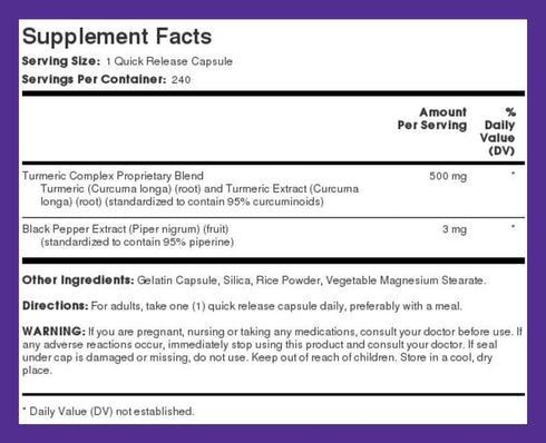 Piping Rock Turmeric Curcumin with Black Pepper 500 mg | 240 Capsules | Bioperine Supplement | Standardized Complex