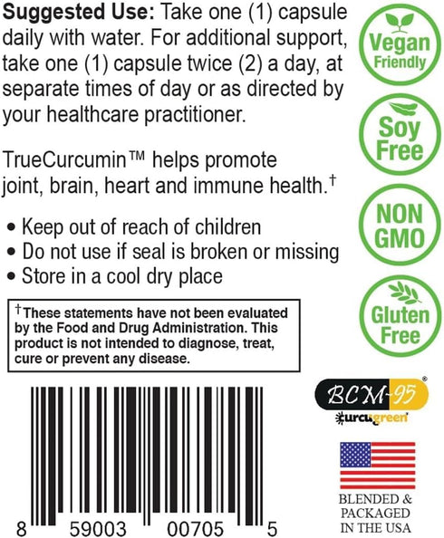 NatureCity True-Curcumin Turmeric Supplement | 500mg Curcuma Capsules | Non-GMO Vitamin Supplements | Supports Joints