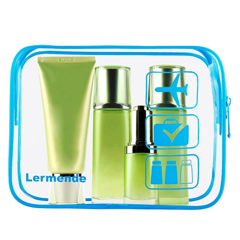 Lermende 2pcs Clear Toiletry Bag TSA Approved Travel Bag for Airport Airline Accessories (Blue, 3 Pack)