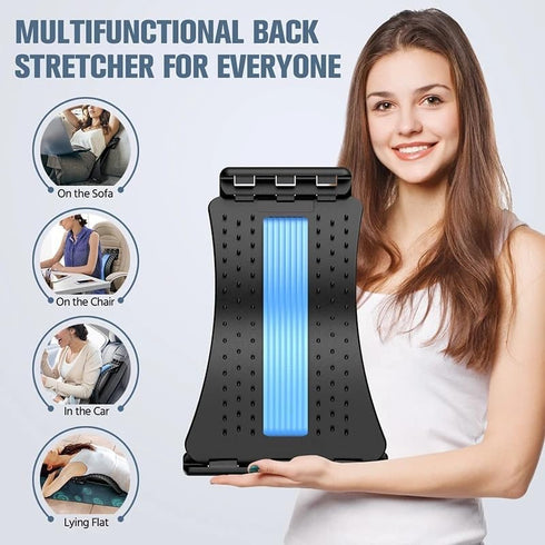 MAKIVI Back Stretcher Magnetotherapy Multi-Level Adjustable Massager Waist Neck Fitness Lumbar Cervical Spine Support