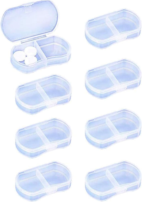 8PCS Pill Case Organizer, Pocket Small Pill Holder, Daily AM & PM Containers for Medication, Travel
