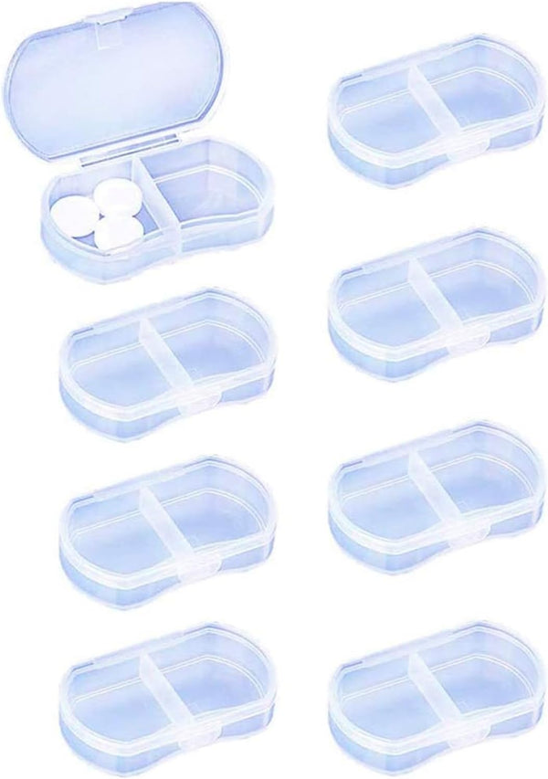 8PCS Pill Case Organizer, Pocket Small Pill Holder, Daily AM & PM Containers for Medication, Travel