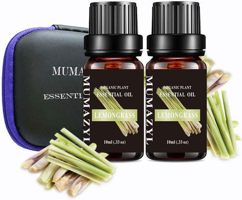 Lemongrass Essential Oil Set, 2 Pack x10ml, Refills Air Freshener, Essential Oils for Diffuser