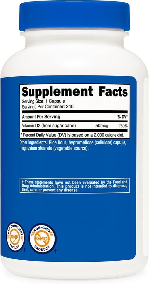 Nutricost Vitamin D2 Supplement (2000 IU), 240 Capsules, Vegan, Non-GMO, Gluten-Free
