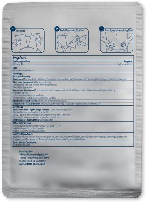 Globe -15 Pack Maximum Strength OTC Pain Relief 4% Lidocaine Patch, 3.9” x 5.5”, Temporary Pain Relief for Back, Neck,