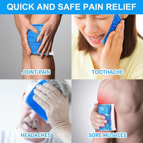 Gel Ice Packs for Injuries, Reusable 4 Pack Hot Cold Flexible Ice Packs, Gel Cold Compress for Pain Relief, Surgery