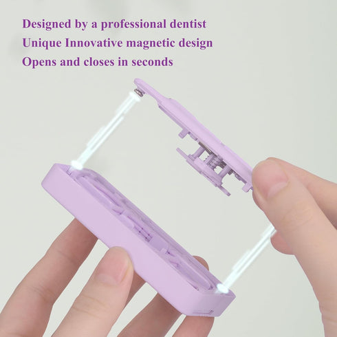 Shred Resistant Twin Line Dental Floss Picks Dispenser, 2 Box Lime Flavor Portable Case for Oral Care (Purple)