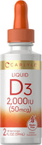 Carlyle Liquid Vitamin D3 2000 IU | 2 oz | Vegetarian, Non-GMO, Gluten Free Formula | Vitamin D Liquid Drops