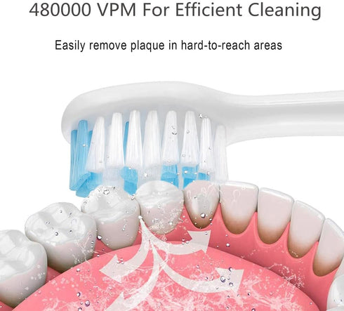 Sonic Rechargeable Electric Toothbrush for Adults Kids, 48,000VPM Rechargeable Toothbrushes with Normal, Sensitive, Massage Modes, 4 Replacement Brush Heads - White