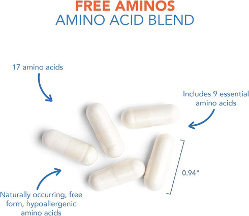 Allergy Research Group Free Aminos Supplement - Essential Amino Acids Complex, 100 Vegetarian Capsules