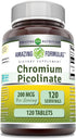 Amazing Formulas Chromium Picolinate Supplement - 200 Mcg Per Serving, Non-GMO, Gluten-Free, 120 Count